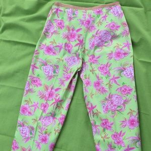Bamboo Traders Pants Capri 6P Pink Green Floral
